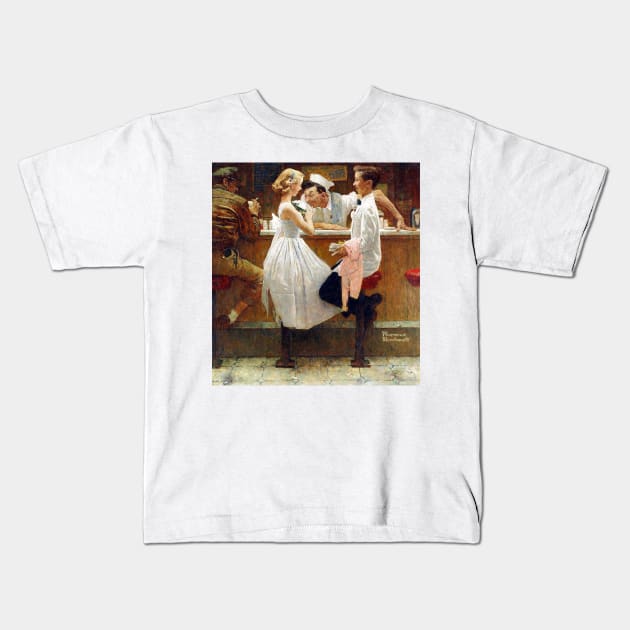 Norman Rockwell After The Prom 1957 Portrait Kids T-Shirt by Oldetimemercan